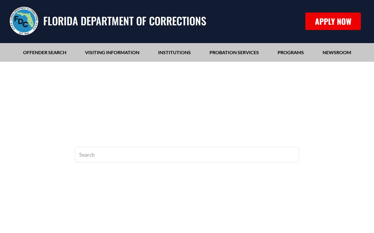 Florida Department of Corrections offender search form for state custody records